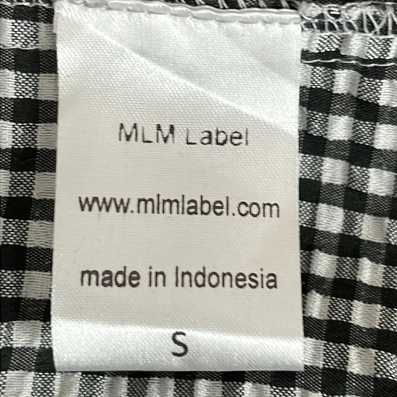 MLM Label Porte Off Shoulder Ruffle Dress in Black Utopia Check - NEW - Small - Picture 9 of 10